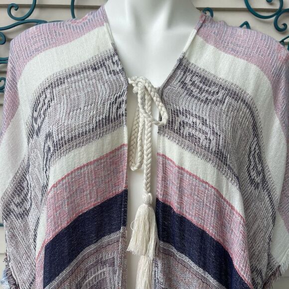 Caslon Womens Kimono Cardigan Open Front Tasseled Short Sleeve Boho One Size - Picture 13 of 16